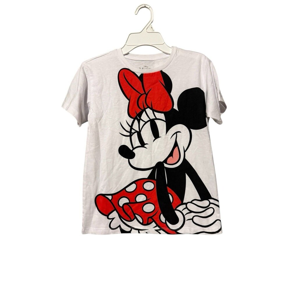 Disney Charming Minnie T Shirt Size M 7/8 Girls White Red NEW Oversized